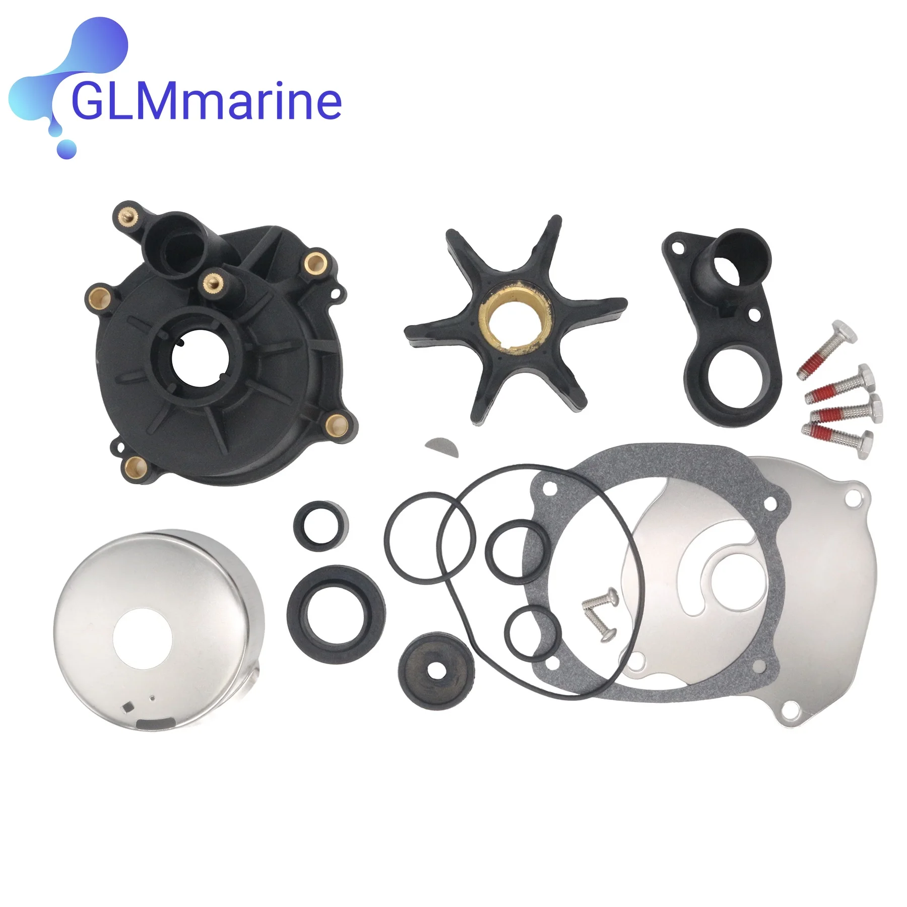 18-3393 For Johnson Evinrude 85-235 HP Outboard Engines Water Pump Repair Kit with Housing Replaces 395073 388644 389158 0777813