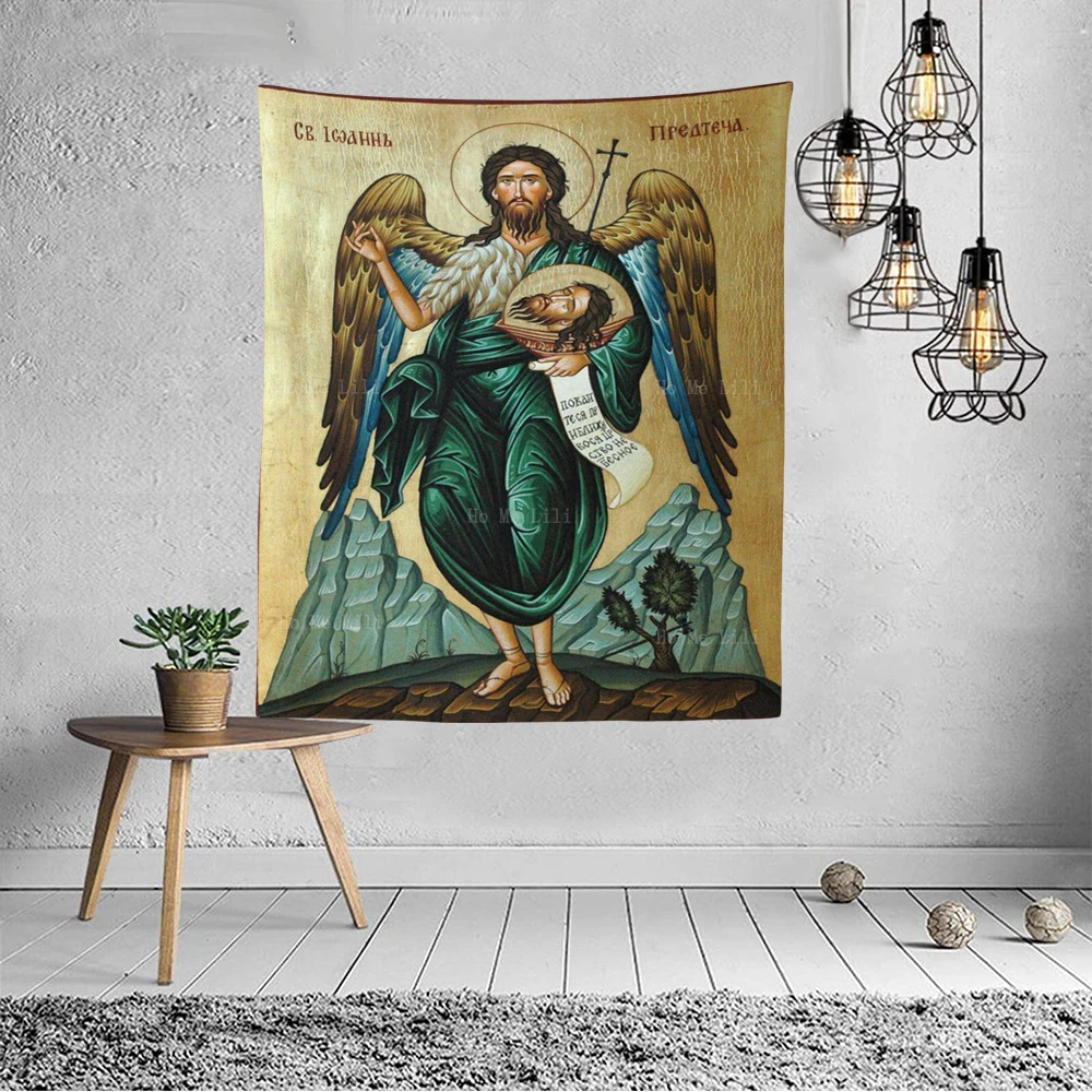 The Memorial Of Beheading John Baptist And Archangel Gabriel Saint Michael Tapestry By Ho Me Lili For Home Wall Decor