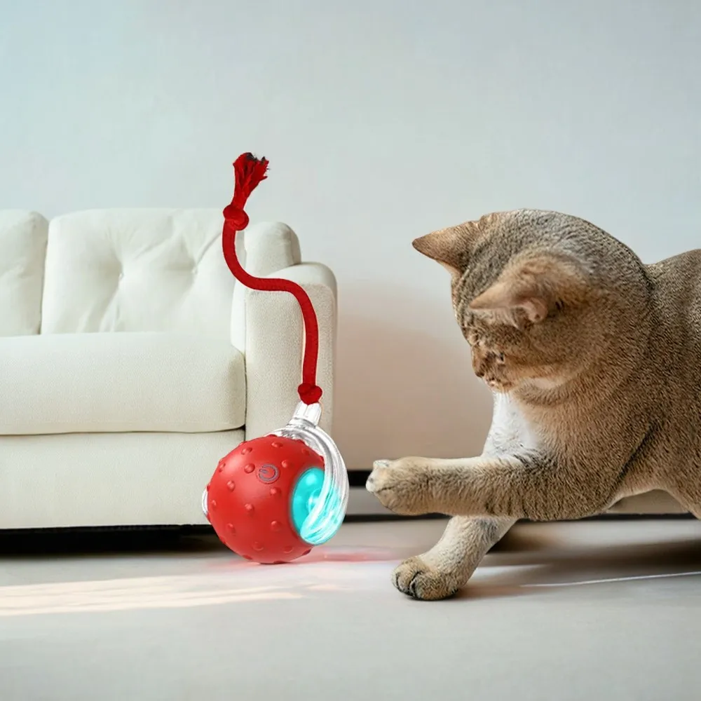 

Автоматический игрушечный мяч для кошек, интерактивный катящийся мяч с электрическим датчиком движения для птиц, игрушка для домашних животных, дразнящие шарики с длинным хвостом Kewpie