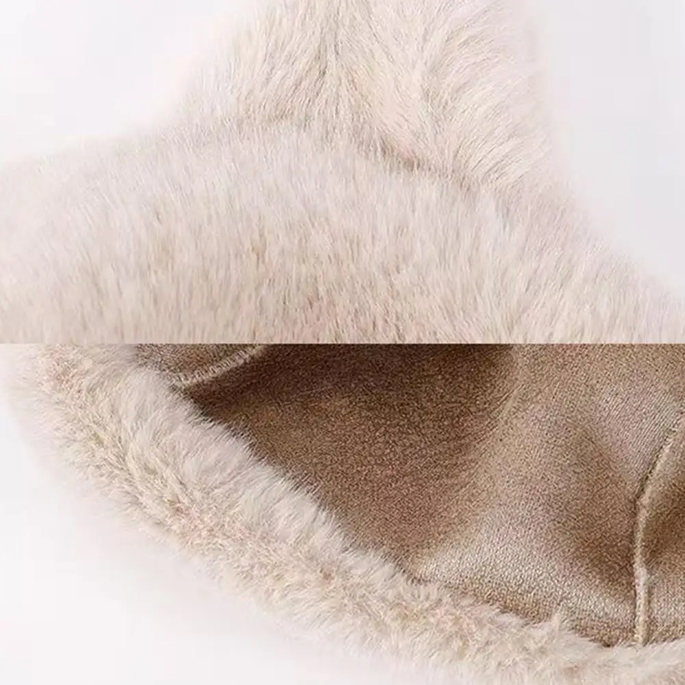 Gorro de esquí cálido para mujer, gorro de piel de zorro sintética, gorro de oso de peluche para mujer, gorro con capucha, protección para los oídos, sombreros de invierno, gorro de piel de imitación