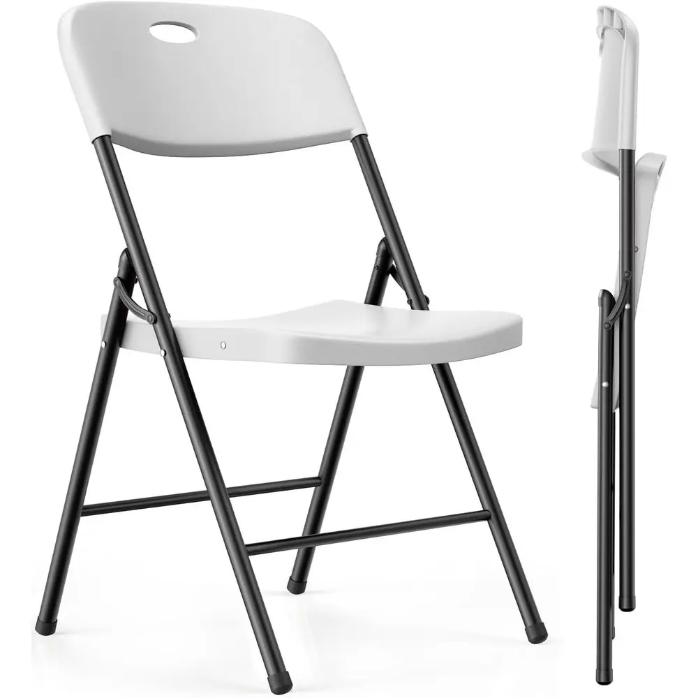 

Прочные складные пластиковые стулья, грузоподъемность 450 фунтов, удобные для использования в помещении и на улице, для свадеб, вечеринок, патио, офиса (белые, 2 шт.)