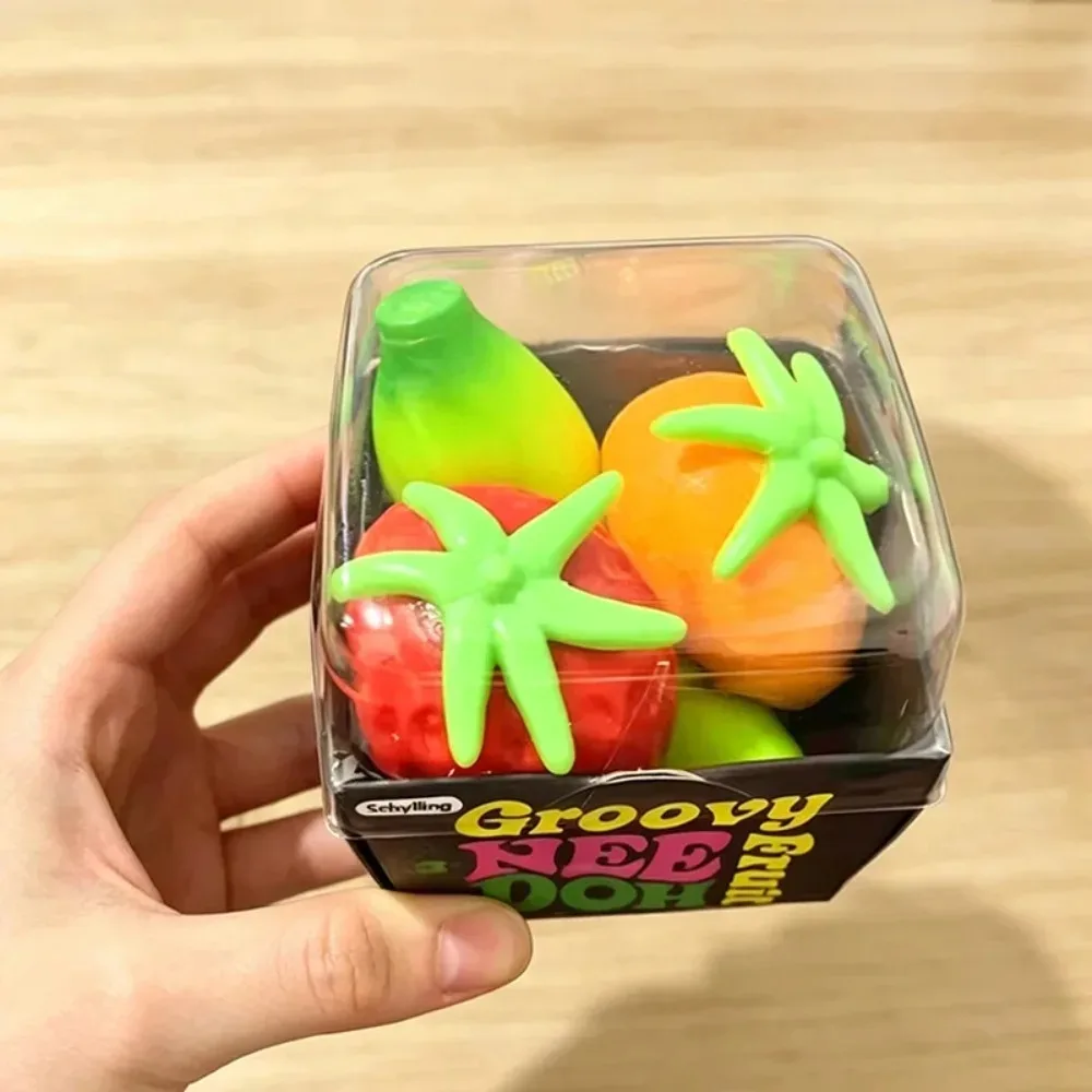 HOT Nee Doh Groovy Fruit Squishy Mystery Box Toy TPR Banana Orange Strawberry Slow Rising Anxiety Relief Relaxing Toy For Adult view 2