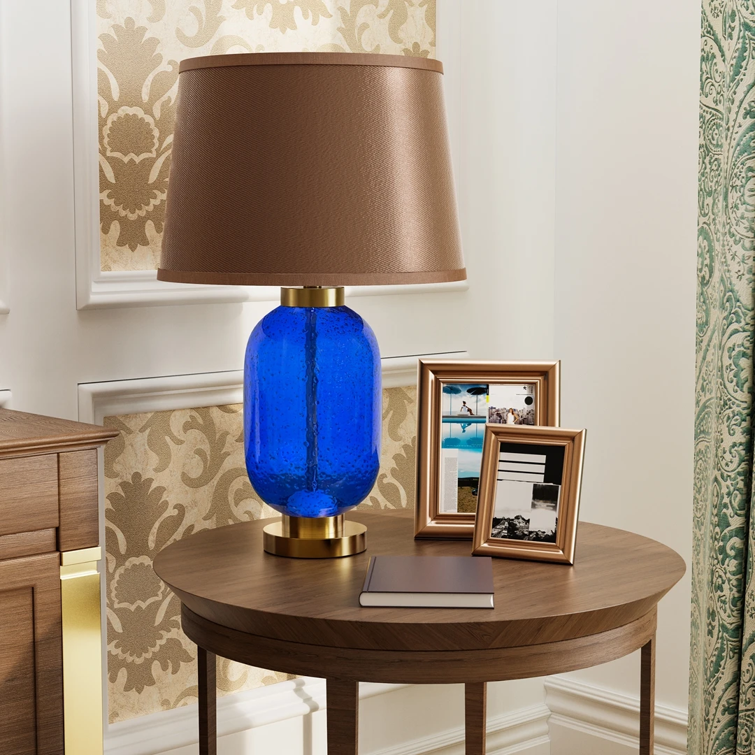 Lámpara de noche industrial: pantalla de vidrio teñido ámbar, luz cálida de 3000K, lámpara de lectura de escritorio con bombilla para dormitorio, hogar y oficina