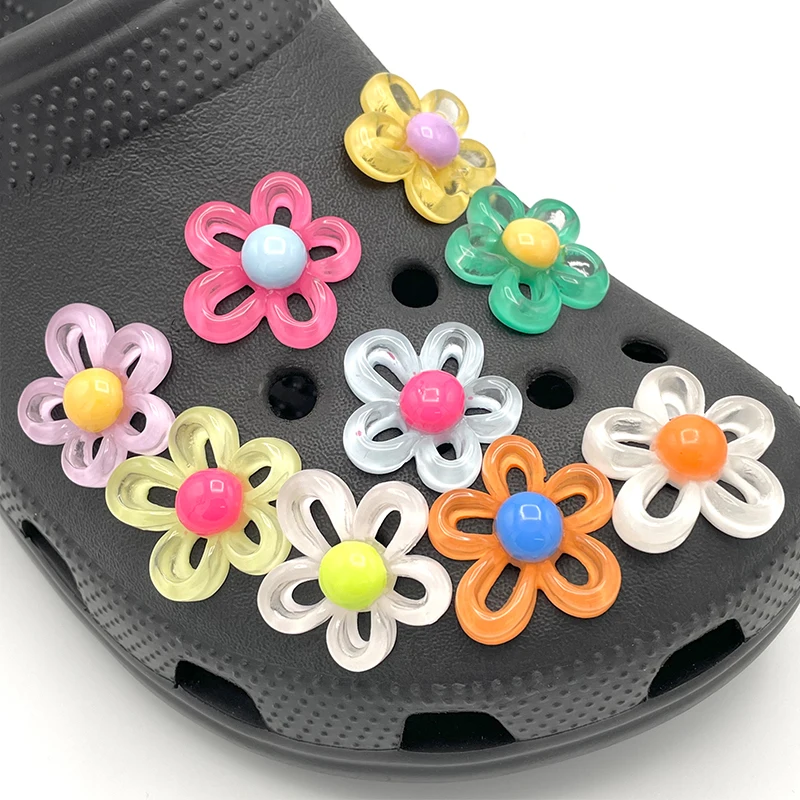 9Pcs New Designer Shoe Decoration Charms For Women\'s Clogs Accessories Cute Colorful Flowers Shoe Pins Fit Slippers DIY Parts