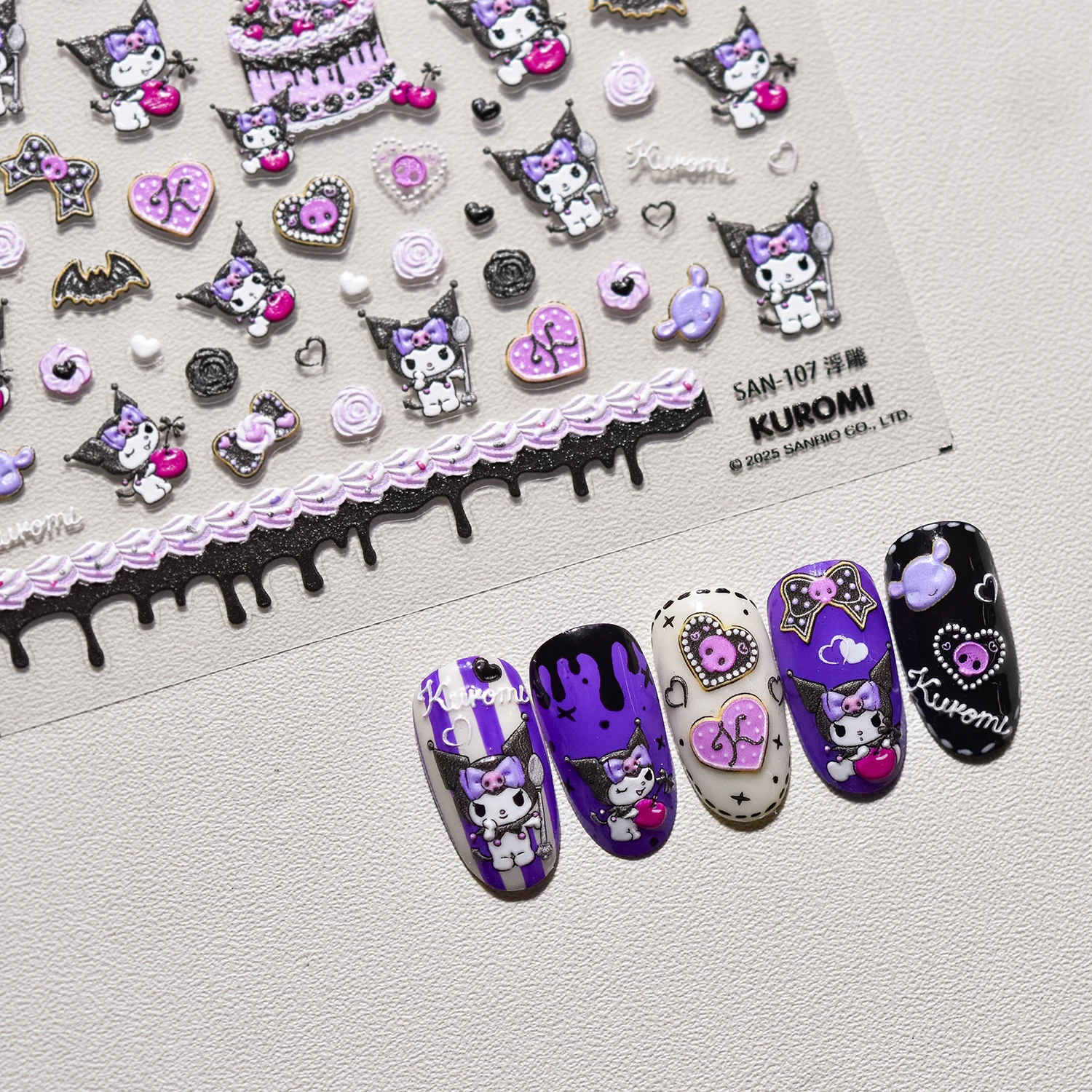 1 Stück 5D Geprägte Hello Kitty Nagelaufkleber Sanrio HelloKitty Nagelzubehör Kitty Katze Modedesign Niedliche Katzen-Nagelteile – Detail 20