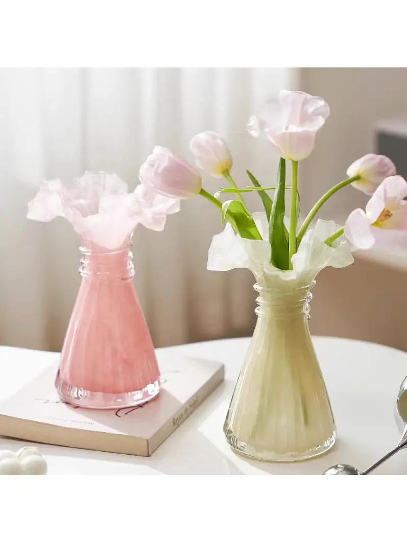 Glass Flower Vase Small Style Creative Living Room Decorative Flower Pot Table Centerpiece Glass