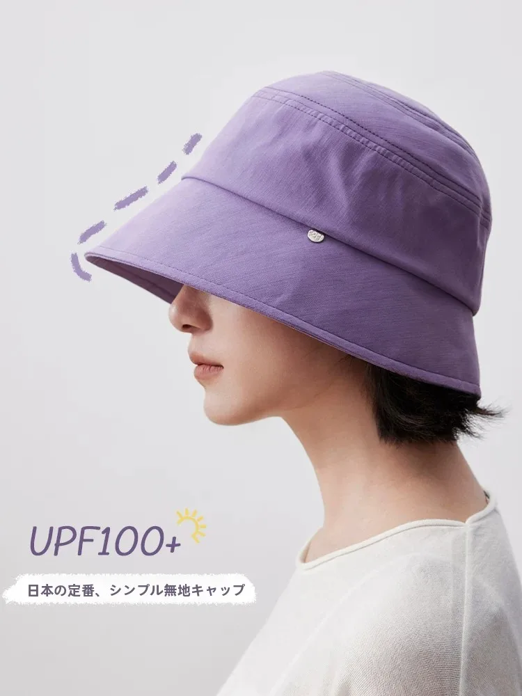 sun-protection-bucket-hat-women's-face-slimming-simple-japanese-style-fishing-cap-commute-natural-look-large-size-cotton-hat
