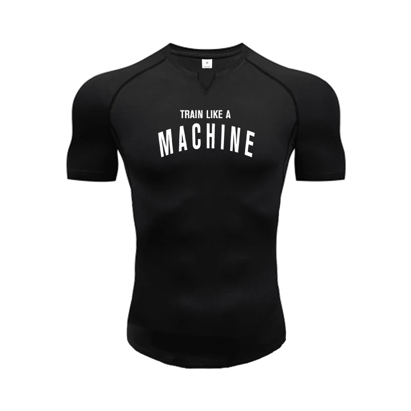 

Compression T Shirt Men Summer V-neck Sportswear Running T-shirt Elastic Quick Dry Sport Tops Tees Athletic Gym Workout Shirts