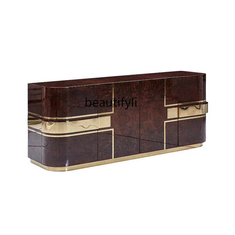

Asmt56Light luxury modern art dining side cabinet integrated against the wall, secret cabinet living room household Italian lock