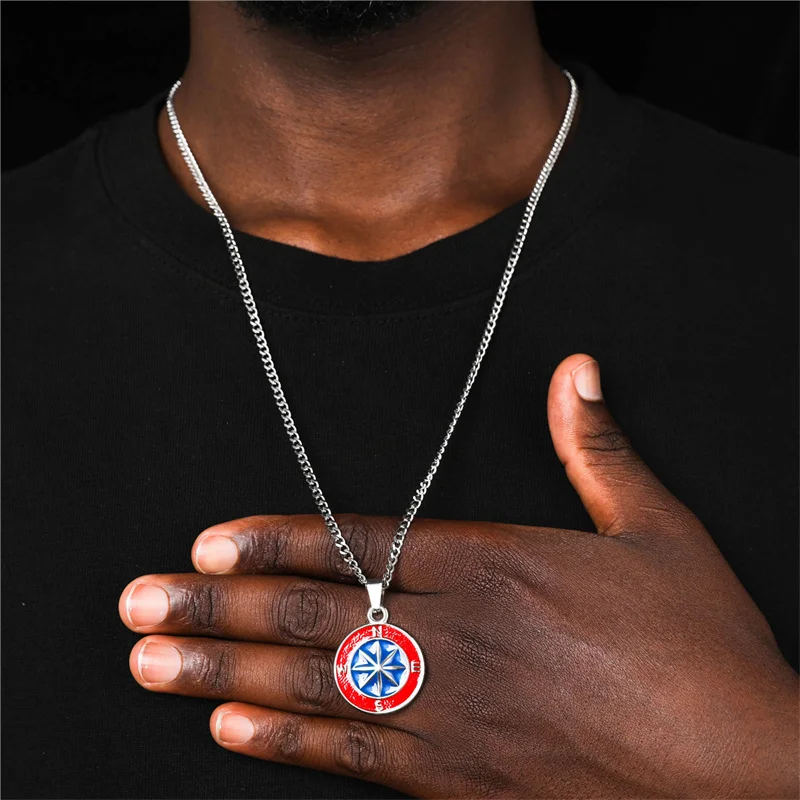 Fashion Personalized Oil Sunrise Compass Pendant Necklaces For Women Men Lucky Pendant Choker Unique Birthday Gift Wholesale