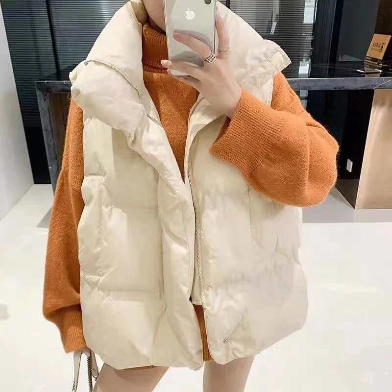 

Женский пуховый хлопковый жилет, свободный корейский жилет, осенне-зимняя верхняя одежда, пальто с плечами, европейские товары, новинка 2024, жилет, майка