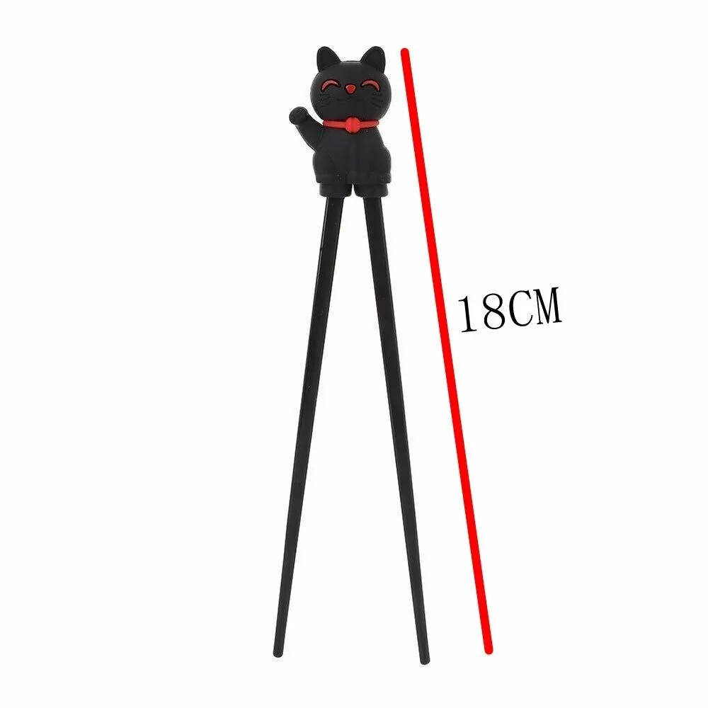 1 Pair Melamine Material Training Chopsticks Cute Style Cute Cat Cartoon Figurine Chopsticks 18cm Bicolor Practice Chopsticks