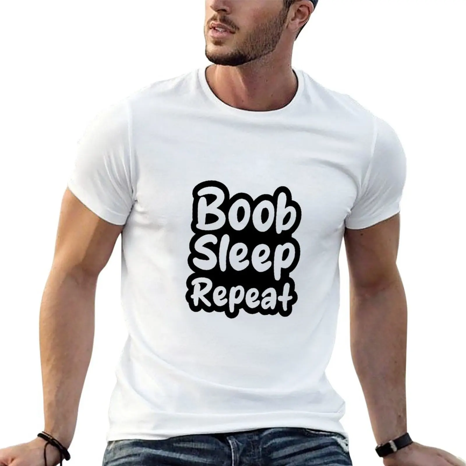 Boob Sleep repeat breastfeeding slogan T-Shirt men t shirt cotton 100% funny t shirts man T-Shirt