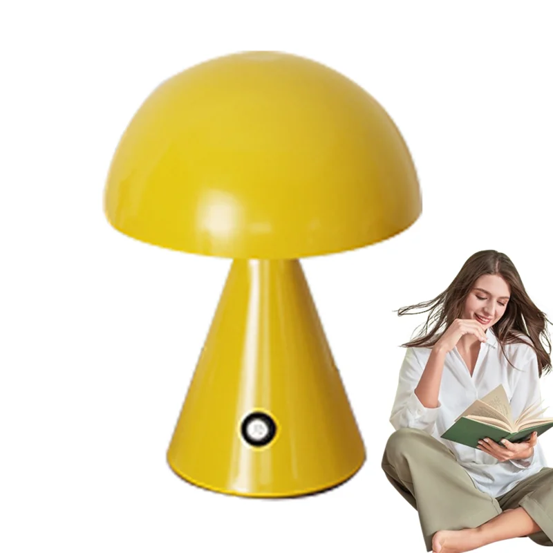 

LED Mushroom Table Lamp Touch Control 3-Color Dimmable LED Nightlight Rechargeable Light Touch Control Ambient Lamp For Bathroom