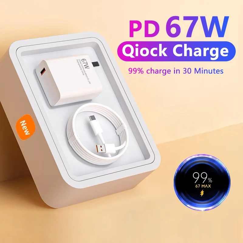 Original 67W Fast Charger For Xiaomi Mi 13 12 Ultra Pro Lite USB Charger Type C Cable Redmi Note 12 Turbo 11 Pro Poco X5 F5 Pro