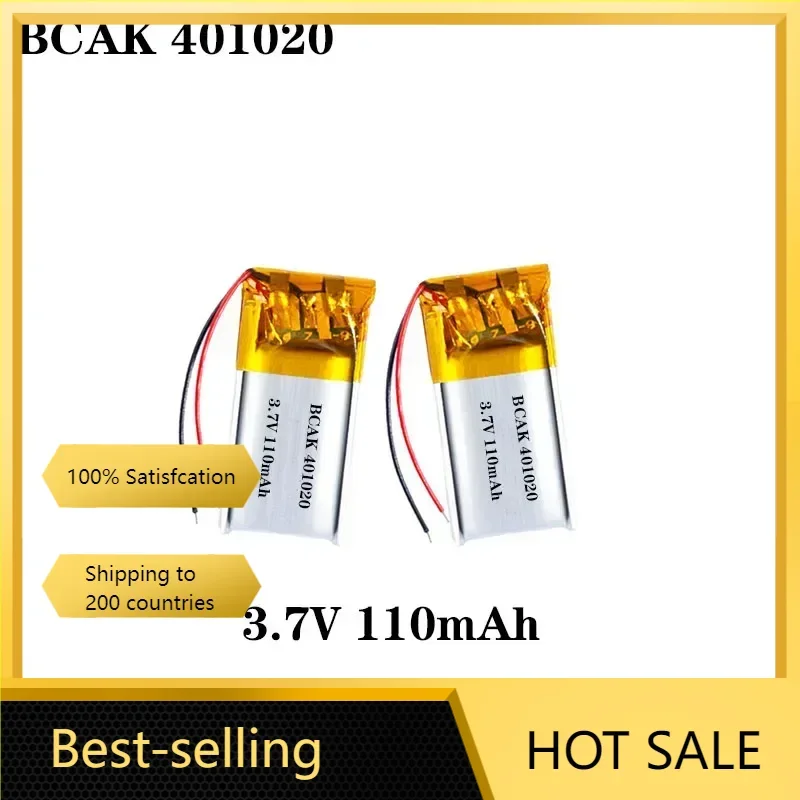 8ชิ้น401020แบตเตอรี่ลิเธียมโพลิเมอร์อเนกประสงค์3.7V 110mAh ชุดหูฟังบลูทูธปากกาบันทึกเสียงของเล่นขนาดเล็กลำโพงบลูทูธ