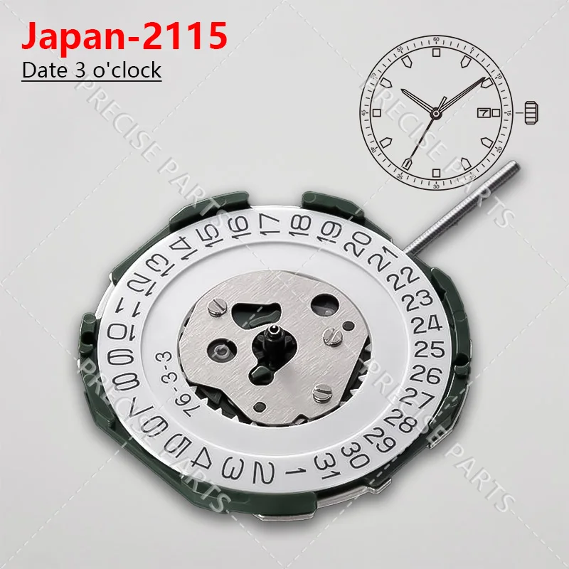 Movimiento japonés 2115, movimiento de cuarzo 2115-3, piezas de reloj, Accesorios de reparación con calendario de visualización de fecha