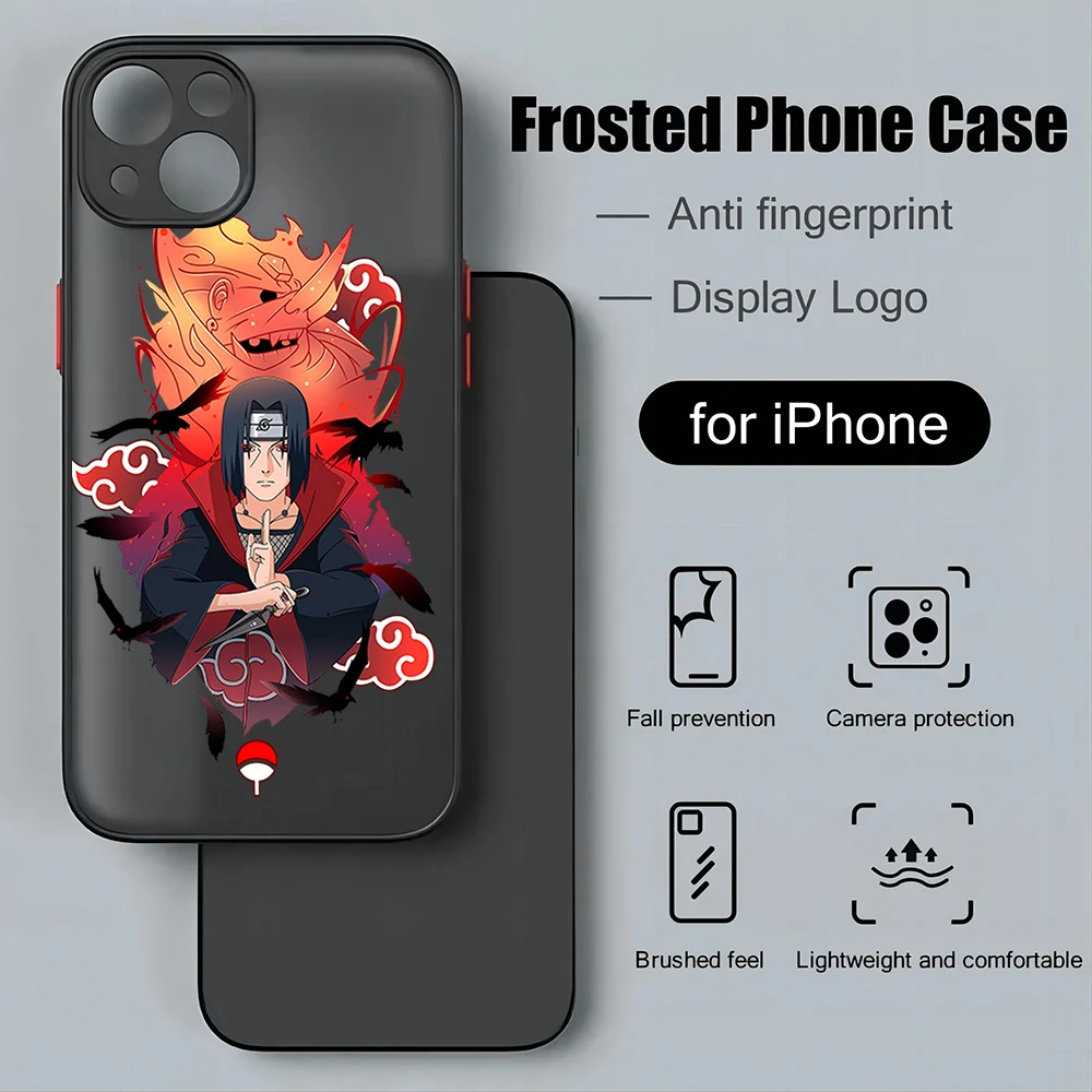 Animation narutos Uchiha Itachi Phone Case For iPhone 15 14 13 12 11 Mini Pro Max X XR 7 8 Plus Matte Transparent Back Cover