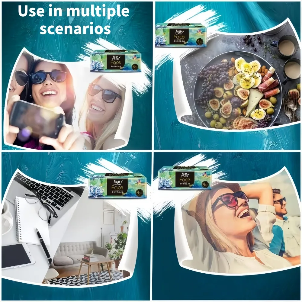 10 عبوات 200 قطعة/الحزمة من ورق التواليت 4 طبقات سميكة قابلة للترطيب مناديل الوجه رحلة المناديل المناديل الورقية للاستعمال مرة واحدة #6