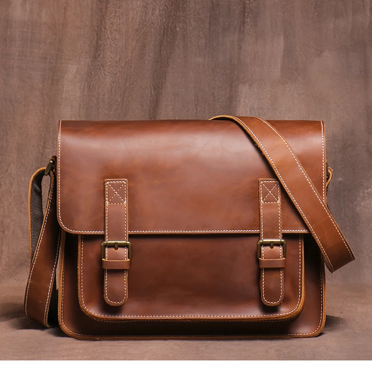 LUOKIR Retro Umhängetasche Crazy Horse Leder Schulter Tasche männer Echte Leder Crossbody Lokomotive Tasche Klassische Cambridge Tasche – Detail 3