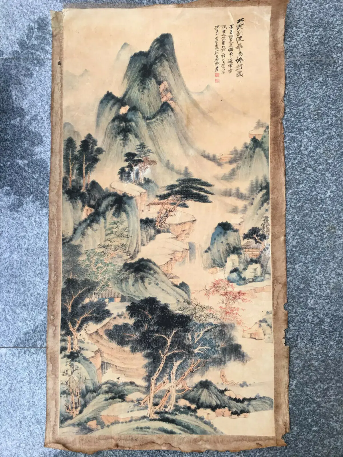 

Chinese Old Scroll Zhang Daqian - Huayang fairy Hall paintings Rice Paper