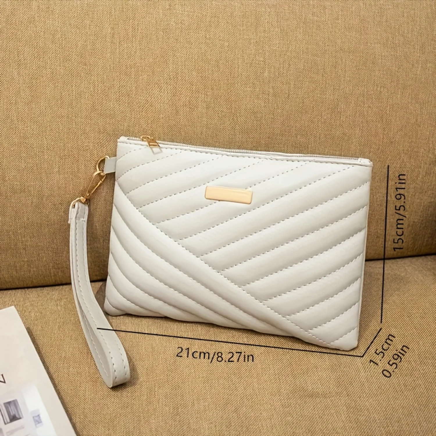 محفظة بمقبض ذو سعة كبيرة مع محفظة معصم من الجلد الصناعي بسحاب للعملات المعدنية، حقيبة هاتف محمول للاستخدام اليومي، موضة، للخروج #2