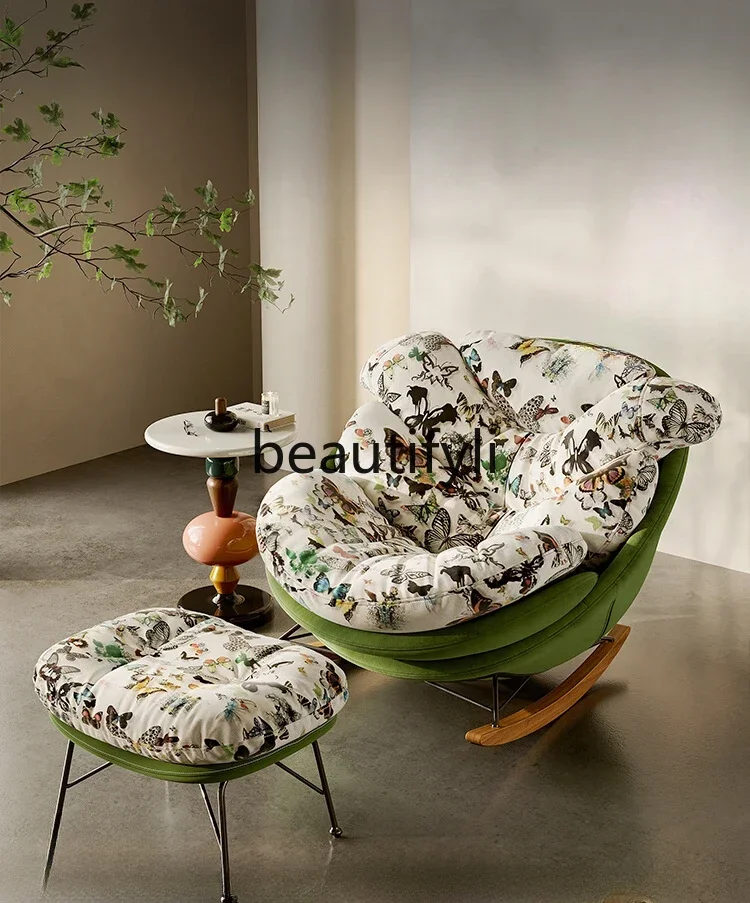 

Butterfly Rocking Chair Italian Simple Lazy Leisure Down Chaise Modern with Pedals