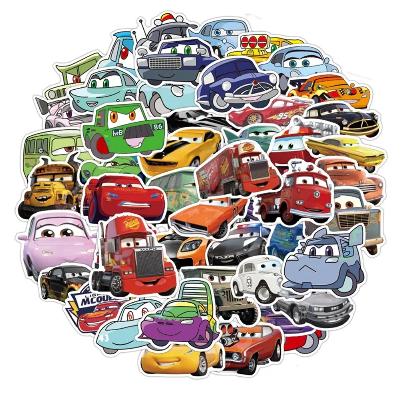 50pcs Anime Cars Stickers Water Cup Suitcase Laptop Mobile Phone Car Stationery Refrigerator Car Decoration Stickers