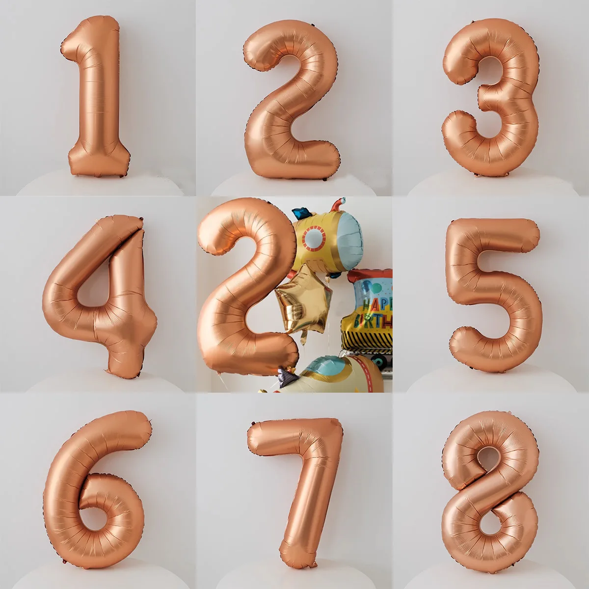 40 Cal Retro pomarańczowy numer balon aluminiowy 1 2. 3 urodziny dekoracja balon rocznicowy dla dzieci Baby Shower