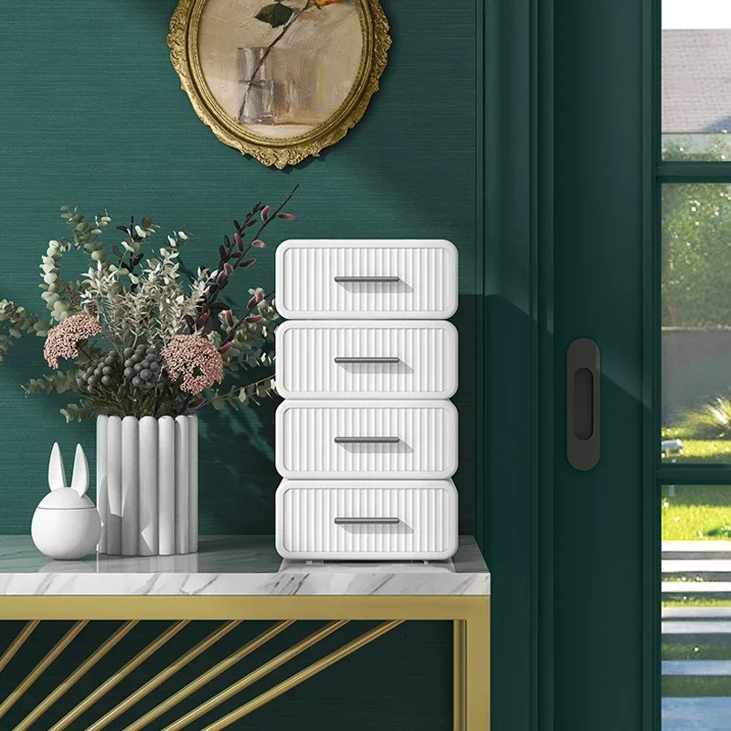 Desktop Storage Box Stackable White Drawer Cosmetics Containers Plastic Organizing Box Sundries Stationery Organizer Drawers