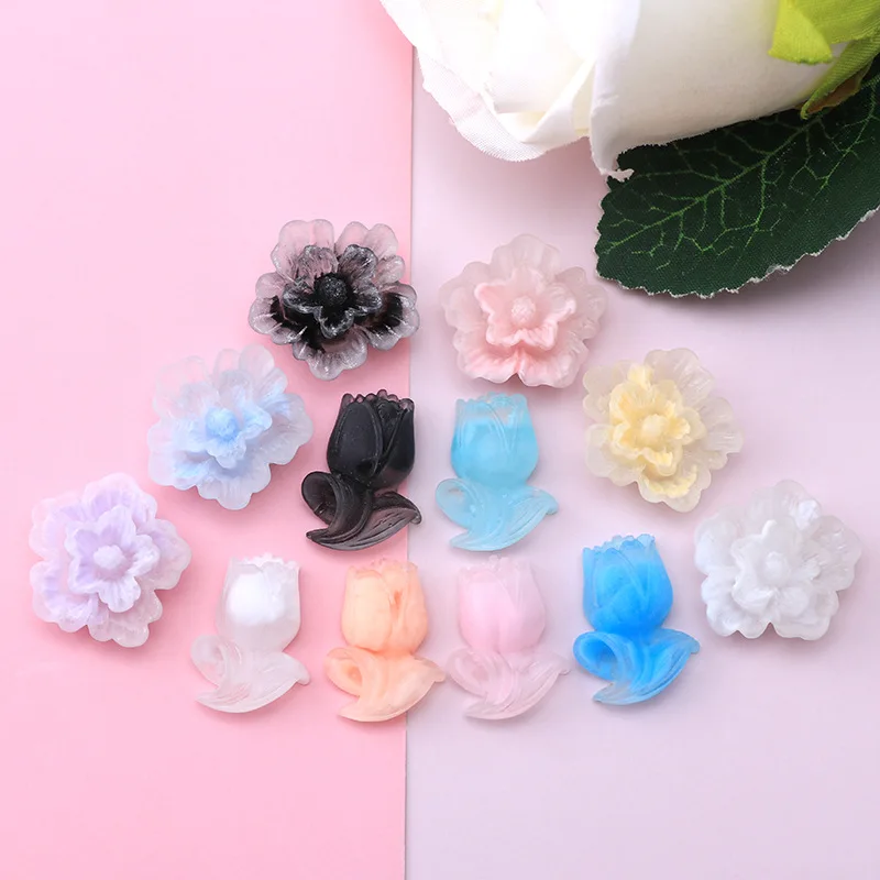 Lichtgevende Rose Hars Cabochons Plaksteen voor Scrapbook Ambachten 10 stks Gloeien in Donker Bloem Decoratie Accessoire DIY Slime Charms