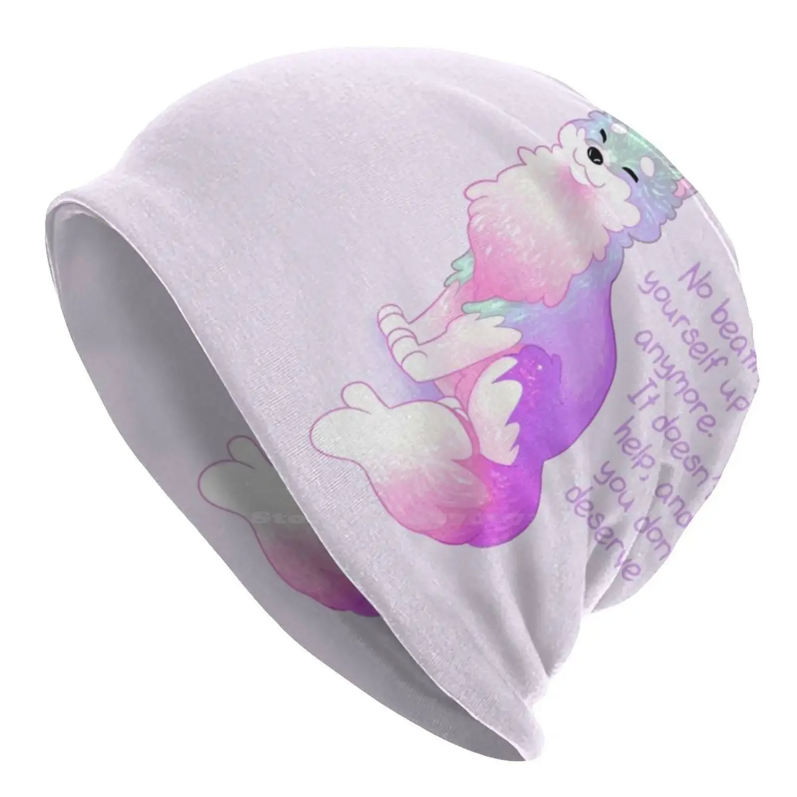 Gorro de punto "No Beating Yourself Up" para exteriores, gorro cálido con estampado de arco iris Pastel, para la salud Mental y la depresión