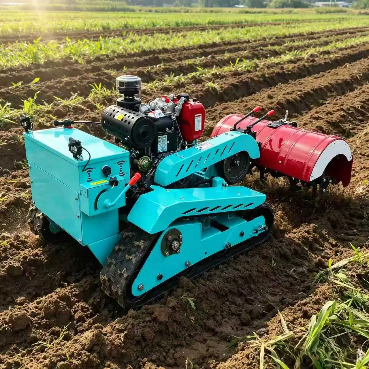 -For Propelled Diesel Tracked Rotary Tiller Two 48V 800W Brushless Motors Anti Slip Rubber Tracks High Ground Clearance Hilly*