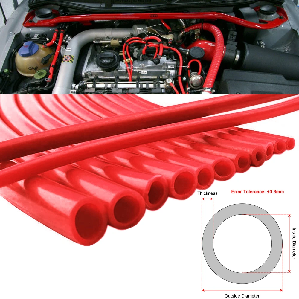 

3mm Thickness Universal 3/5/4/6/8/10/12/14mm kit Auto Car Vacuum Silicone Hose Racing Line Pipe Tube Blue Red Black 1-50 Meter