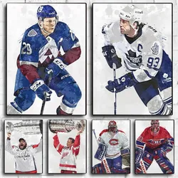 Watercolors Famous Sport Ice Hockey Player Poster Kraft Club Bar Paper Vintage Poster Wall Art Painting Bedroom Study Stickers
