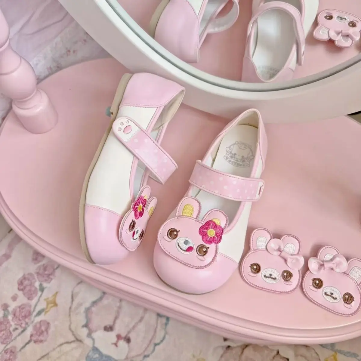 Japanese Cartoon Mp Soft Girl Lolita Flats Shoes Cute All Match Pu Shoes Sweet Girl Jojifuku Y2k Accessories Lo Shoes for Women