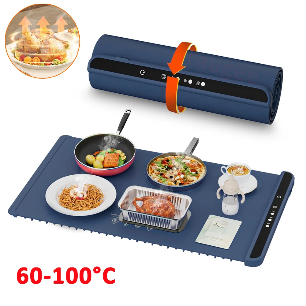 Food Warming Tray Electric Food Warmer Mat Foldable Fast Full Surface Heating Mat For Food Constant Food Warmer Tray 60-100°C