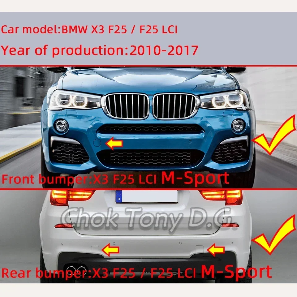 Tampa do gancho de reboque do amortecedor traseiro dianteiro para BMW X3, F25, LCI, M-Sport 2010-2017, Reboque Shell, Cap Decoração, Auto Peças