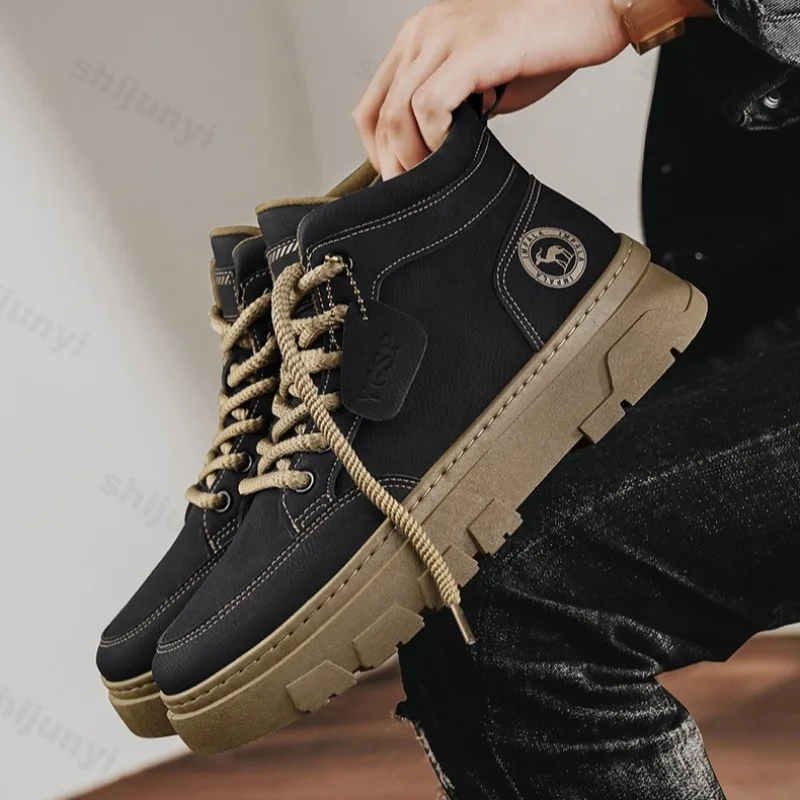 Men's Retro Style High Top Thick Soled Casual Shoes 2025 Autumn Fashion Trend Versatile Comforatble Non Slip Chunky Shorts Boots - view 5