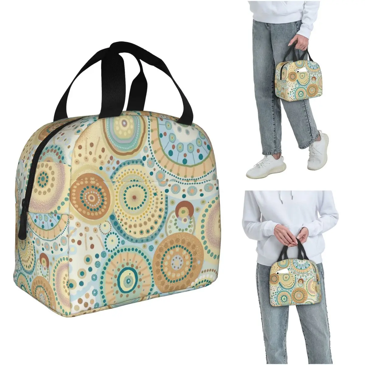 

Изолированная сумка для обеда Desigual Mandala в натуральных тонах для женщин и детей, портативные контейнеры для еды, термосумка для обеда
