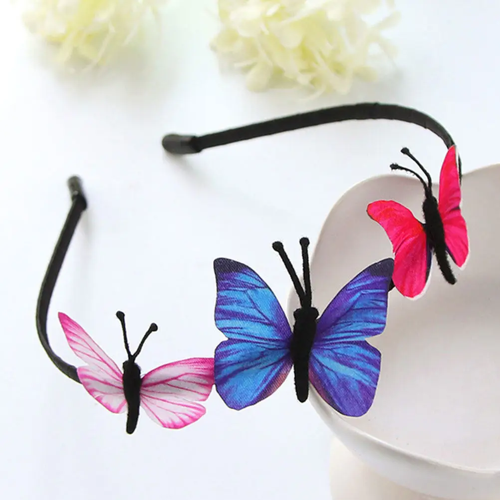 2Pcs Butterfly Headband Artificial Hair Hoop Fairy Theme Lightweight Comfortable Daily Party School Birthday Gift Hair