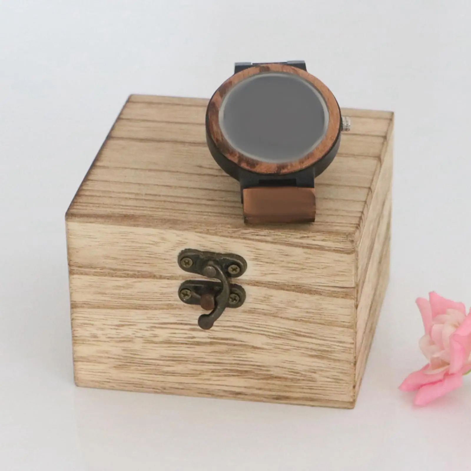 Single Wooden watch Case for Men and Women Protective Soft Linen Lining Jewelry Display Box Organizer Storage Case Holder