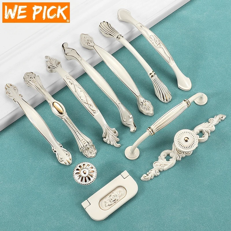 

WEPICK Zinc Aolly Ivory White Cabinet Handles Pulls Kitchen Cupboard Door Pulls Drawer Knobs European Furniture Handle Hardware