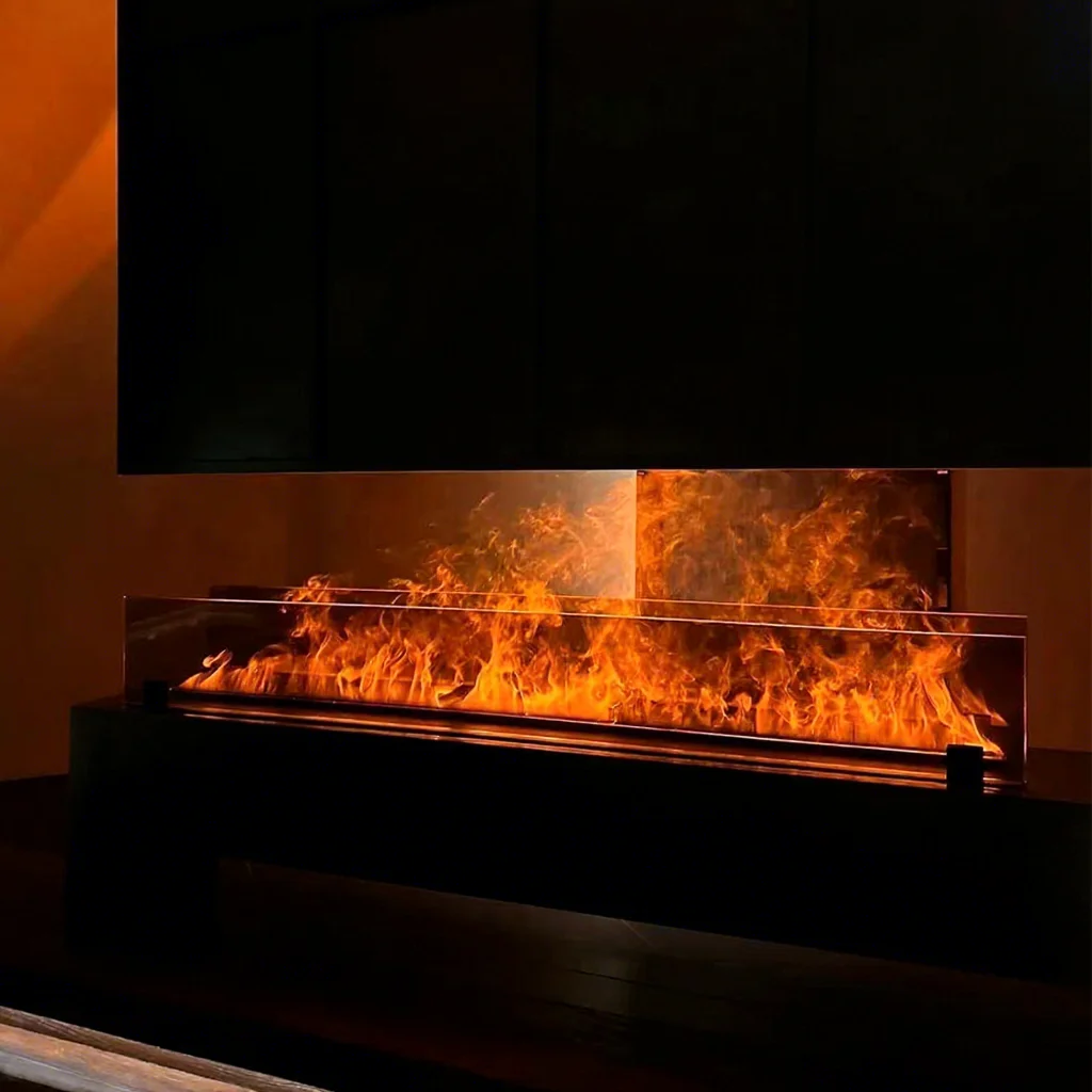 Custom CRUISE 200cm Polychromatic Flame Mute 3D Water Vapor Fireplace 220v-240v Built-in Installation For Hotels