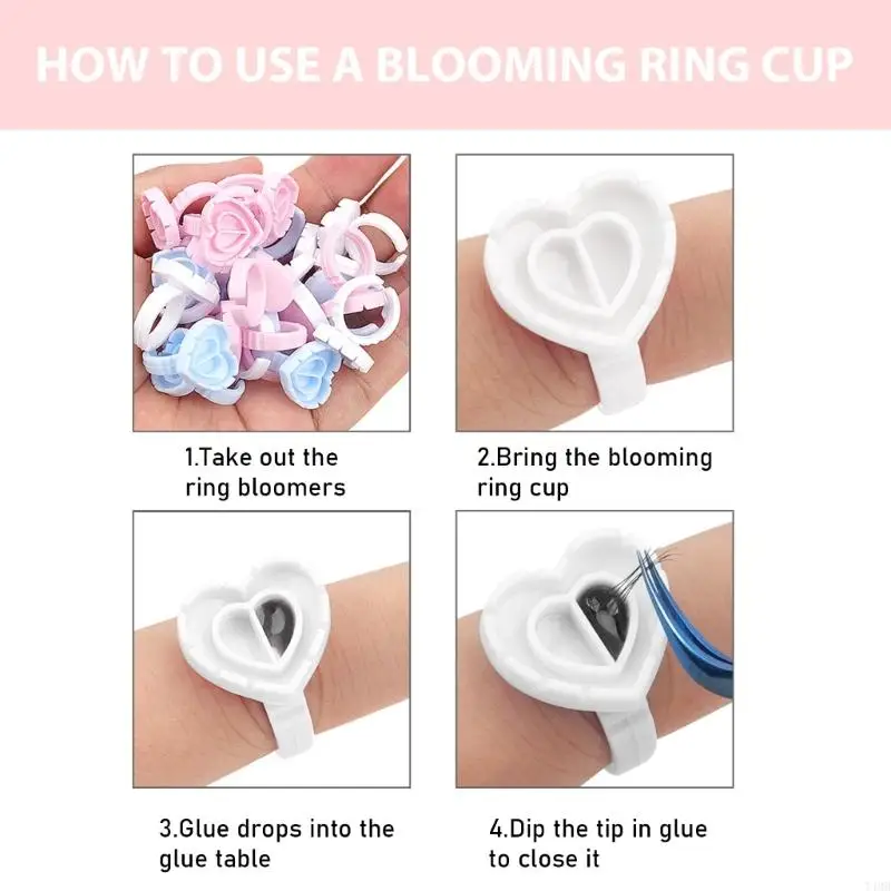 100PCS Plastic Flower shaped Cups Practical Plastic Rings Cup for Makeup Artists and Beauty Enthusiasts