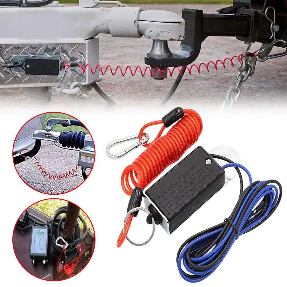 Trailer Breakaway Switch 4ft Trailer Break Control Kit Electric Brake Switch Red For Trailer Towing Car Accessory J0f2