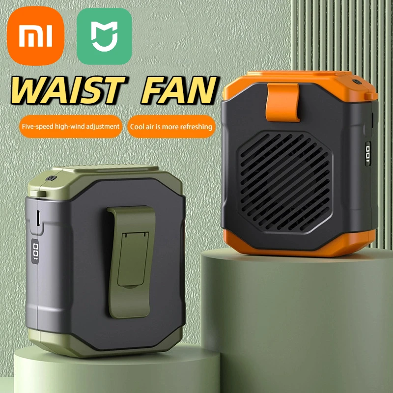 

Портативный поясной вентилятор XIAOMI, 10-скоростной портативный персональный вентилятор с зажимом и фонариком, подвесные шейные вентиляторы для кемпинга на открытом воздухе без помощи рук