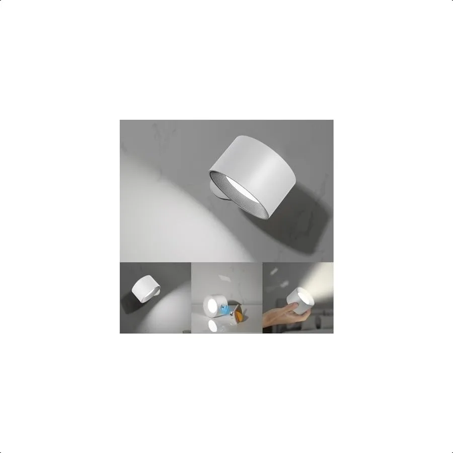 

LED Wall Sconces Wall Mounted Lamps with Rechargeable Battery Operated Dim 3 Brightness Removable Charging 360°Rotate Magnetic