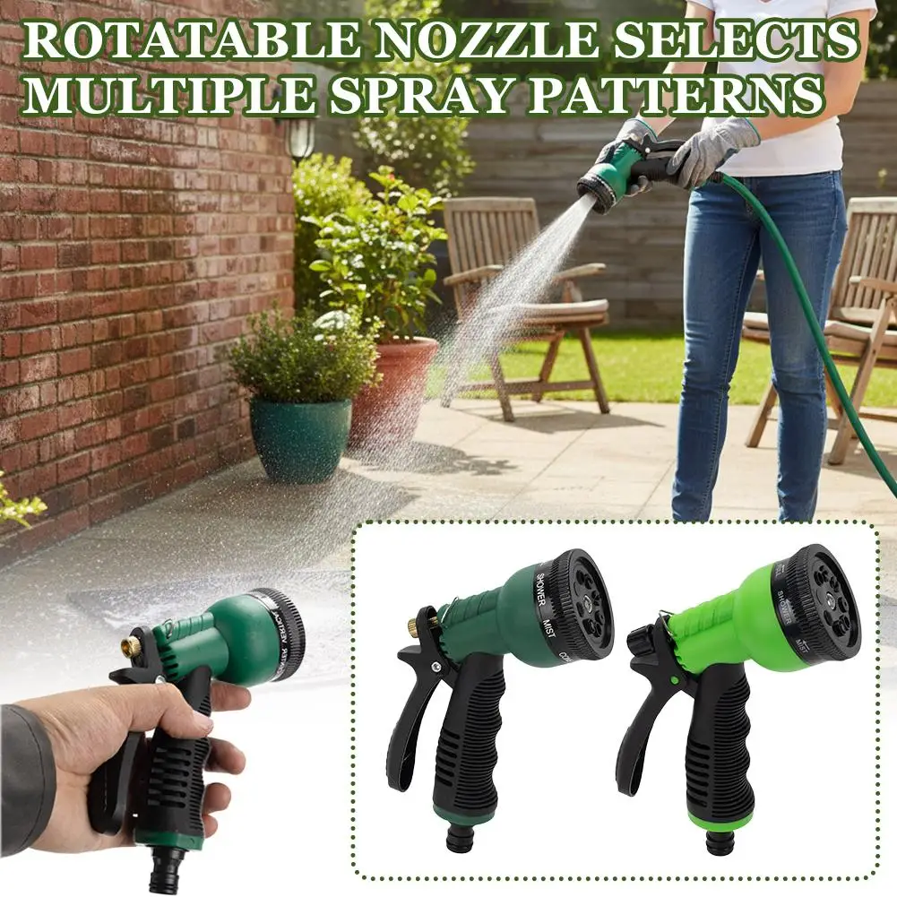 8-Way High Pressure Garden Sprayer Tool 360 Rotating Nozzle Head Ergonomic Thumb Control Hose Gun Heavy-Duty Yard Lawn Irrigatio