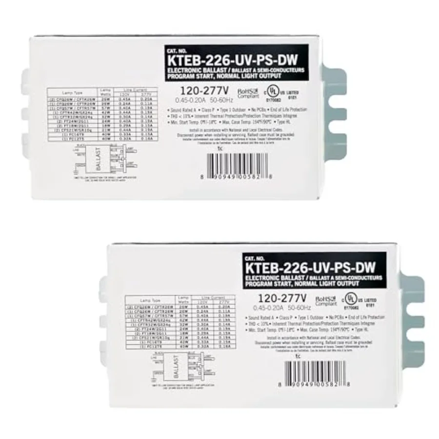 

Pack - Replacement for Keystone KTEB-6-UV-PS-DW Lamp Compact Fluorescent Electronic Ballast 6 Watts and 0-77V Input High Power